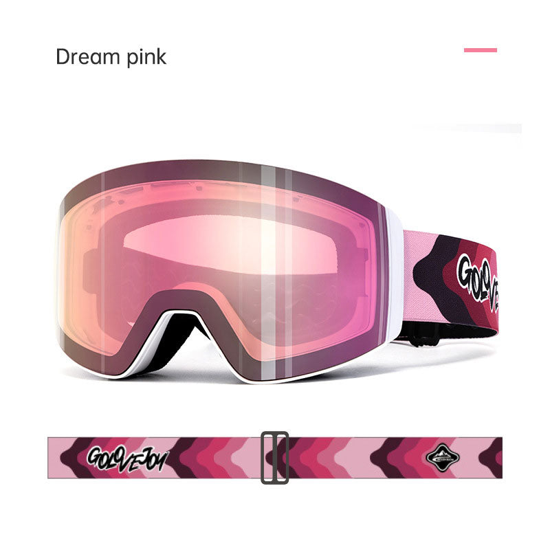 Magnetic ski goggles for men and women double anti-fog outdoor sports riding equipment goggles windproof - Korvel