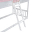 Twin over Twin House Bunk Bed with Roof , Window, Window Box, Door , with Safety Guardrails and Ladder, Pink/White - Korvel