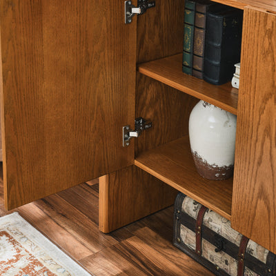 Walnut colored side panels, buffet cabinet with storage, 33.9 inches x 15 inches x 31.5 inches - Korvel