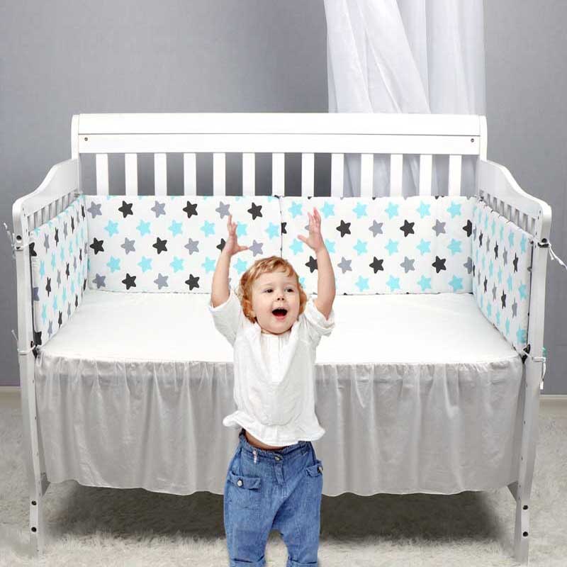 Print Baby Bed Bumper Double-faced Detachable Newborn Crib Around Cot Protector Kids Room Decor - Korvel