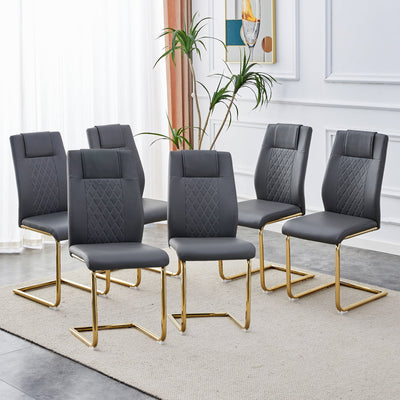 Premium Faux Leather Cushioned Dining Chairs with Metal Legs