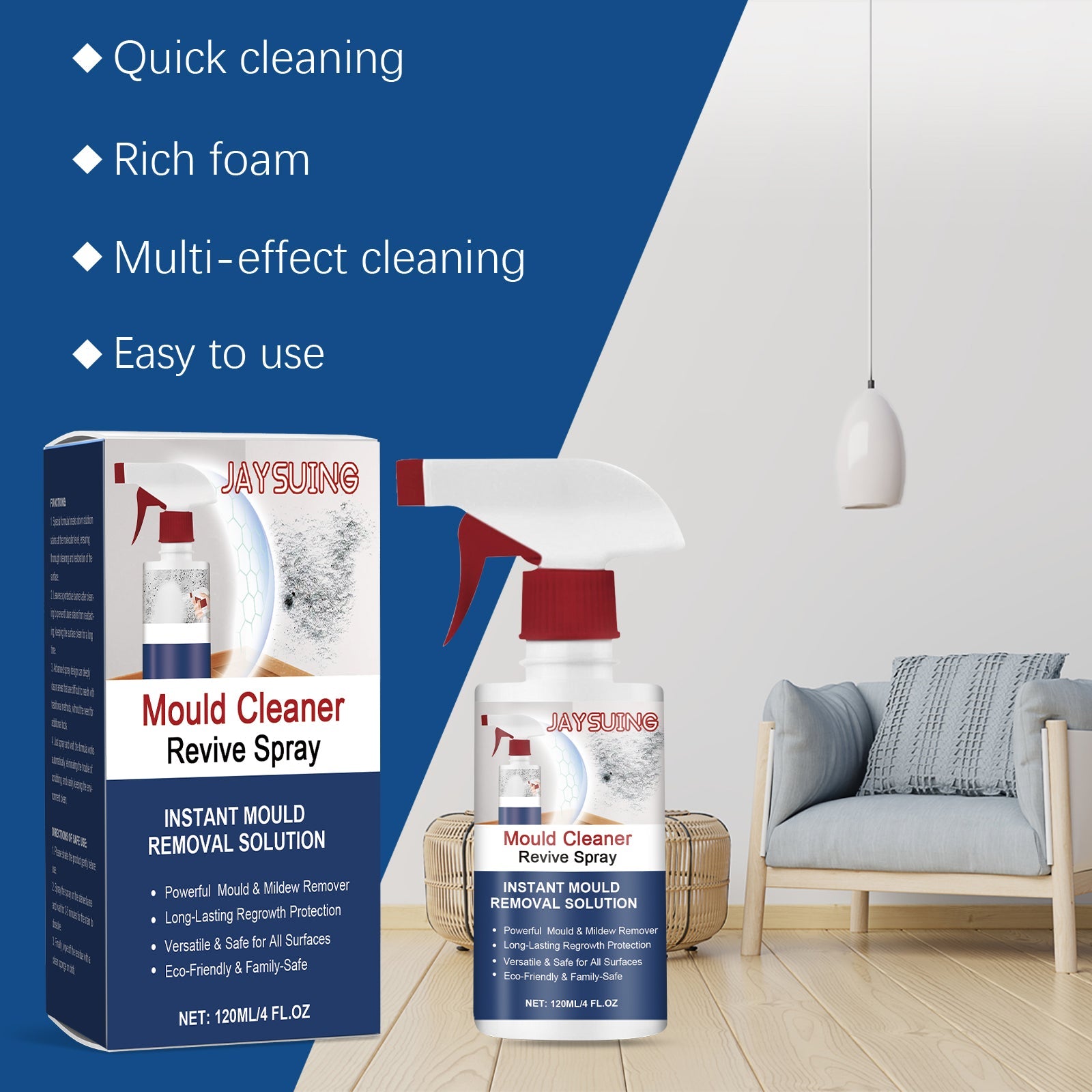 Anti-Mildew Foam Cleaning Spray Room Wall Odor Moisture Mildew Multi-Effect Anti-Mildew Cleaner - Korvel