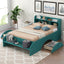 Wood Full Size Platform Bed with 2 Drawers, Storage Headboard and Footboard, Dark Green - Korvel