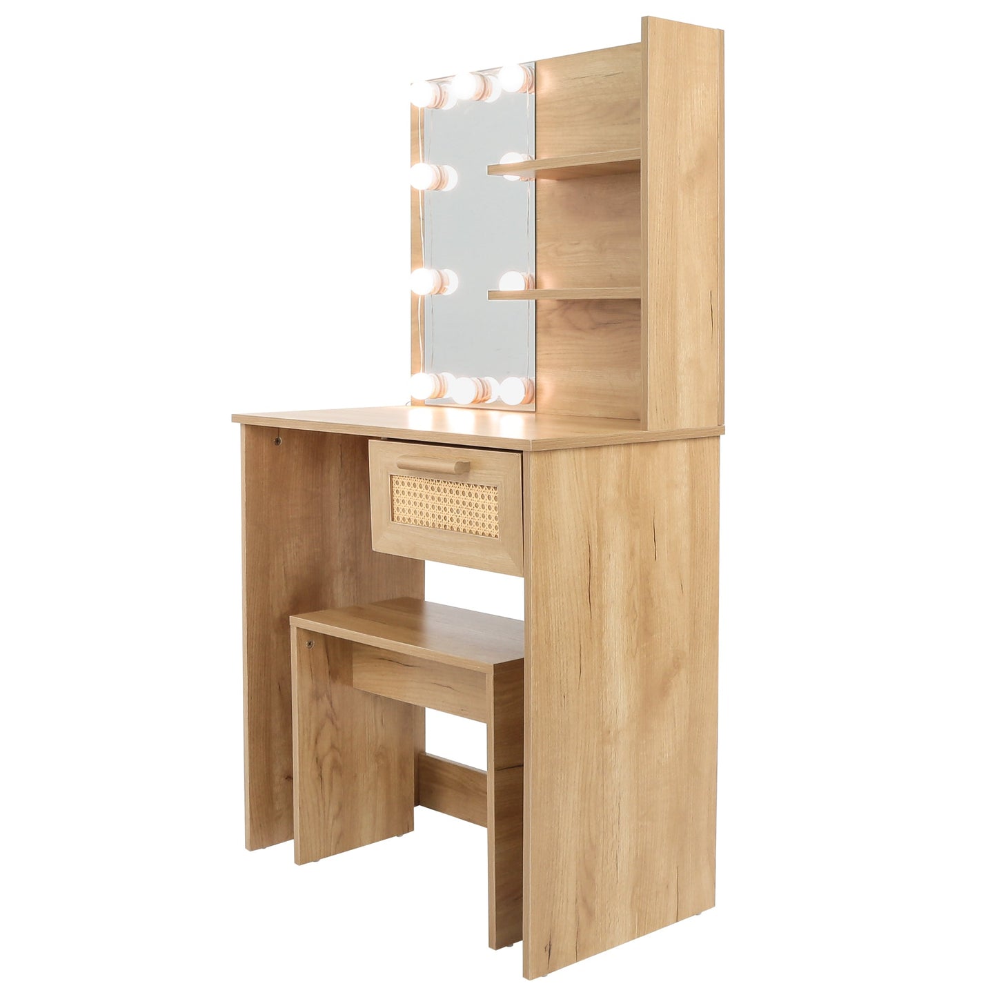 Elegant Bedroom Vanity Set with LED Mirror and Storage
