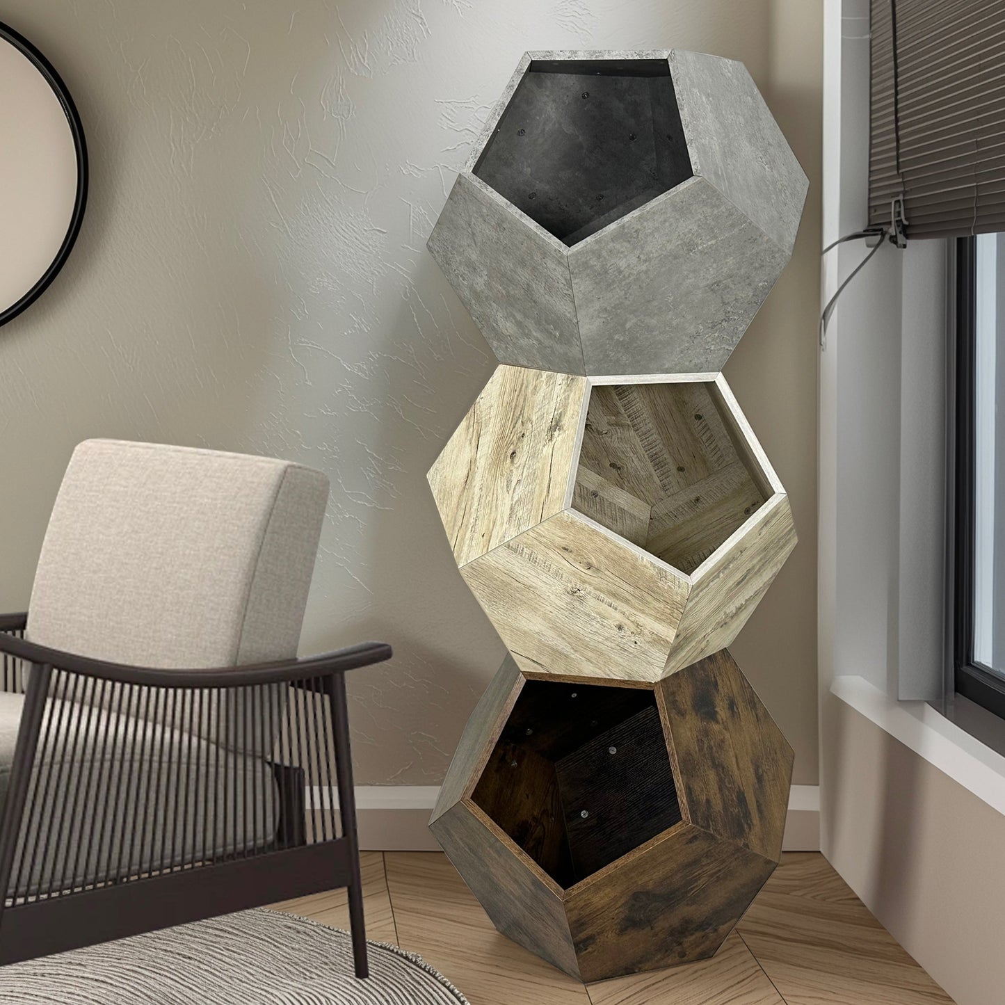 25.98"Modern Pet Furniture Cat Litter Side Table, Sofa Side Table, Planter MDF Multifunctional Furniture, Cement Gray - Korvel