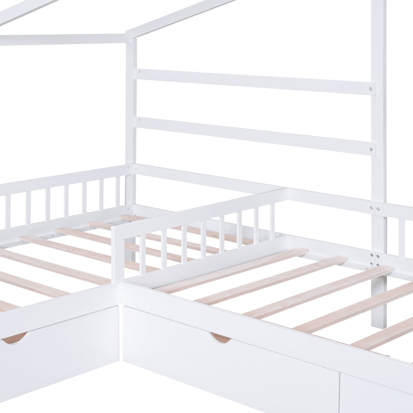 Twin Size House Platform Bed with Three Storage Drawers White - Korvel