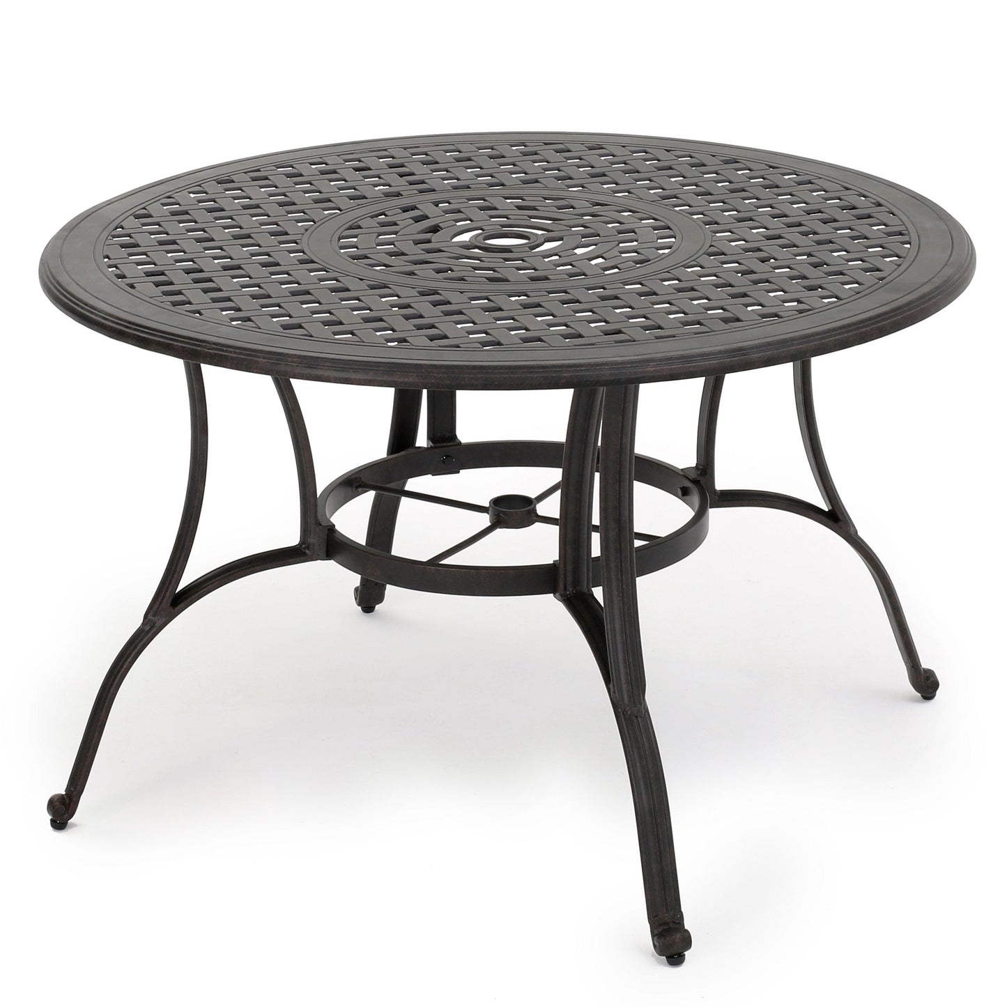 Outdoor Cast Aluminum Circular Dining Table in Bronze