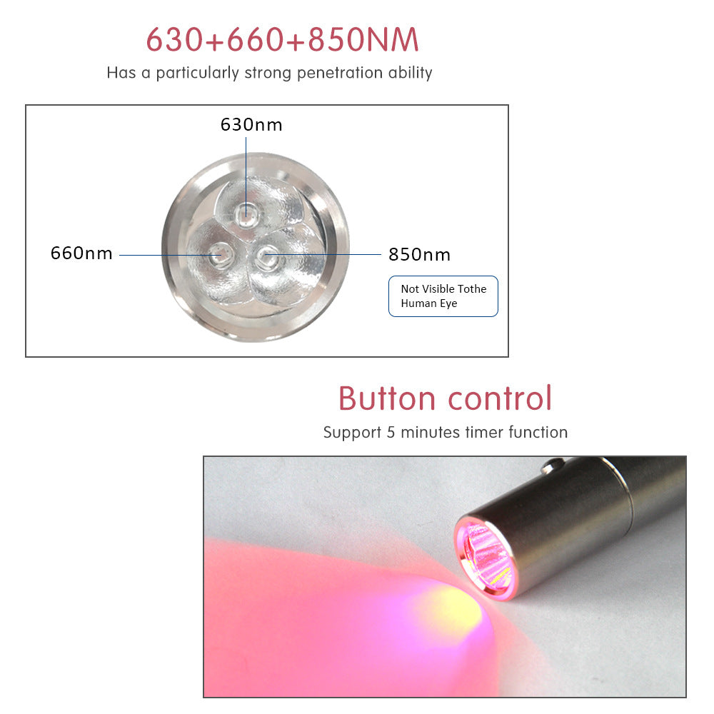 Led Therapy Flashlight Portable Beauty Lamp RL09A-Lite 630nm 660Nm 850Nm Skin Care Led Therapy Lamp Red Light Therapy Flashlight - Korvel