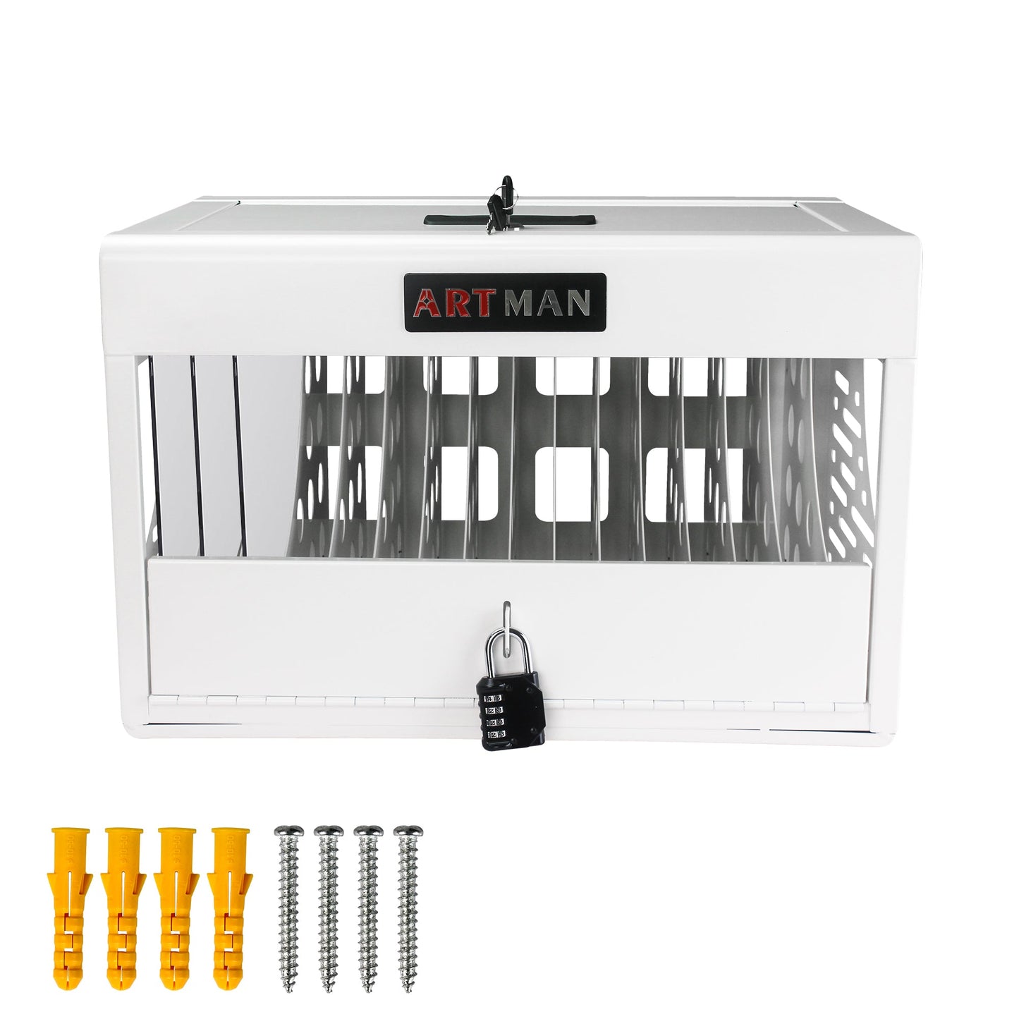 16 Bay Locking Charging Cabinet for Laptops and Chromebooks - White