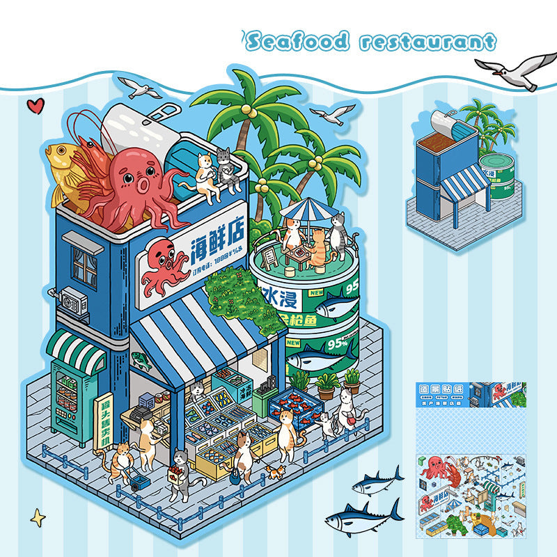Landscape stickers large 3D stereoscopic scene collage miniature scene ledger stickers DIY stickers - Korvel