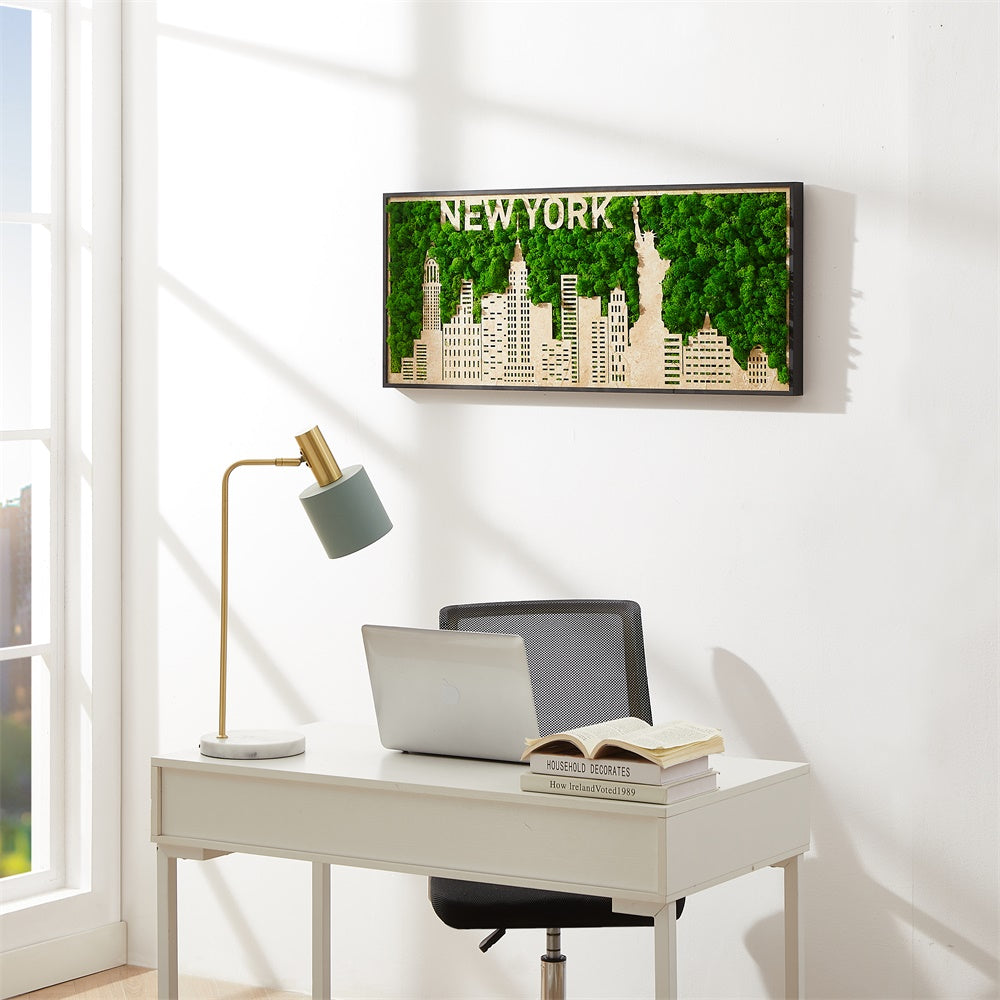 New York Moss City Silhouette Metal Wall Art - Small