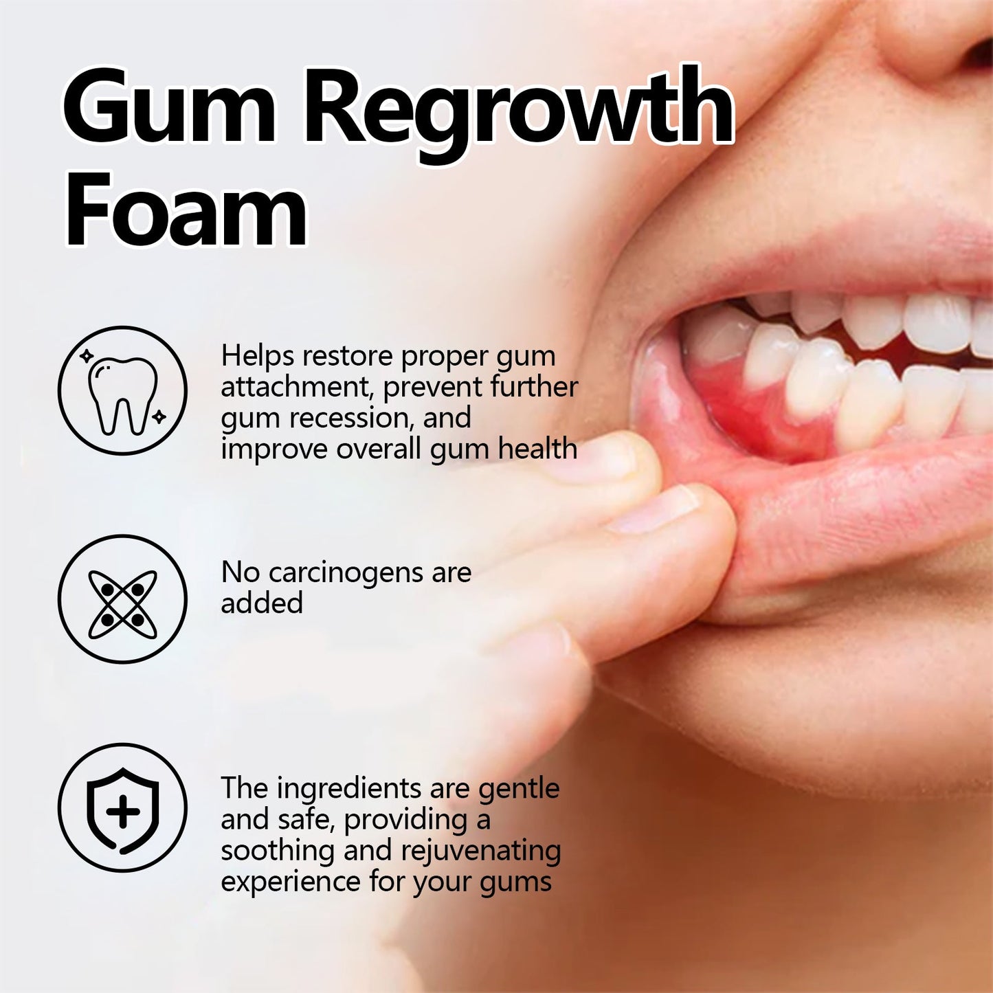 oralhoe Gum Regrowth Foam, Clean Teeth Tartar Care Gums Clean Teeth Anti-Moth Fresh Breath Mousse - Korvel