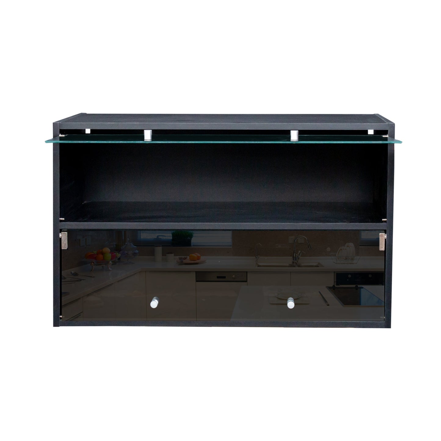 Black Glass Door Shoe Box Shoe Storage Cabinet With RGB Led Light - Korvel