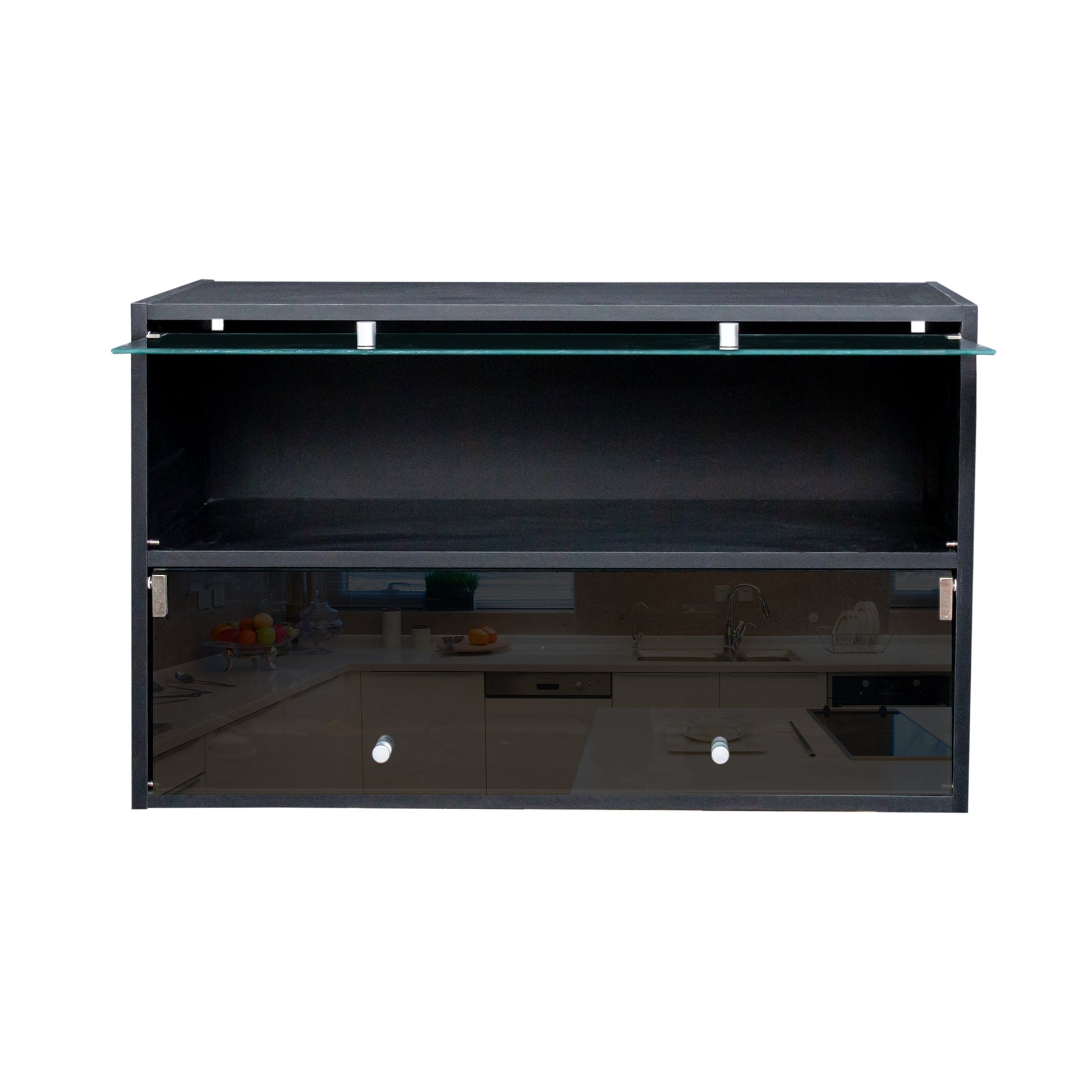 Black Glass Door Shoe Box Shoe Storage Cabinet With RGB Led Light - Korvel