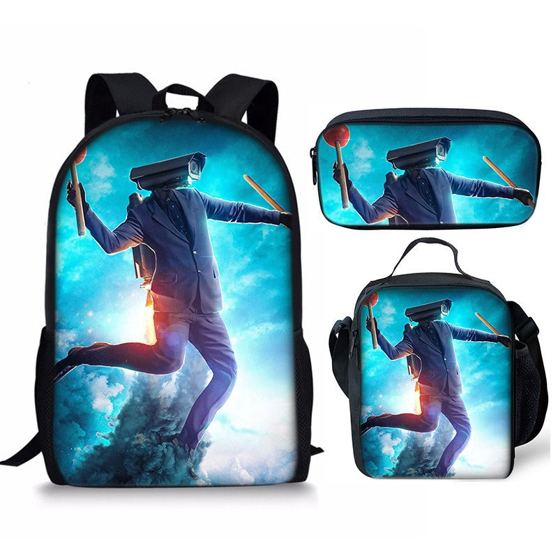 Conjunto de mochila Skibidi Toilet Man de 3 piezas para la escuela
