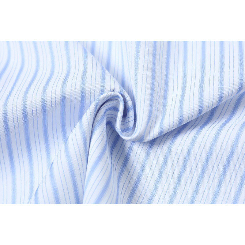 Vertical striped button decoration short sleeved shirt for men - Korvel