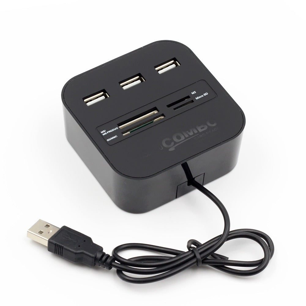 USB HUB Combo All In One USB 2.0 Micro SD High Speed Card Reader 3 Ports Adapter Connector For Tablet PC Computer Laptop - Korvel
