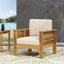 Outdoor Acacia Wood Club Chairs with Cushions, Teak+Beige, 27.75"D x 32"W x 27.75"H - Korvel
