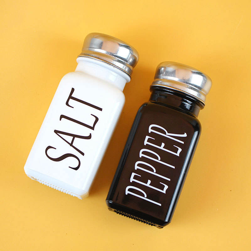 Black and white seasoning jar pepper salt bottle seasoning box square glass - Korvel