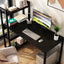 Bedroom desk, steel frame, computer desk, student desk, desk with 4 storage shelves, computer desk, metal and wood - Korvel
