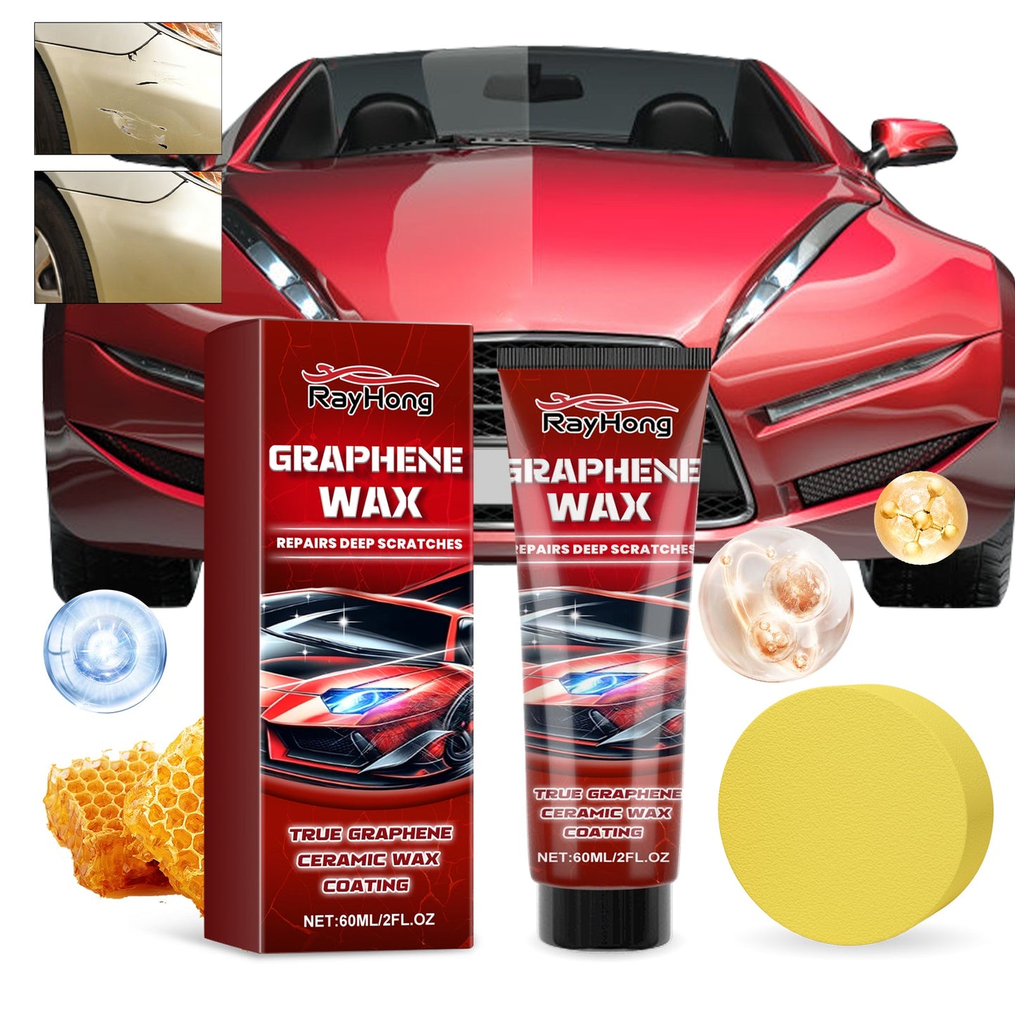 Graphene Wax, Polishing Coating To Remove Stains And Scratches Automotive Paint Maintenance Repair Wax - Korvel