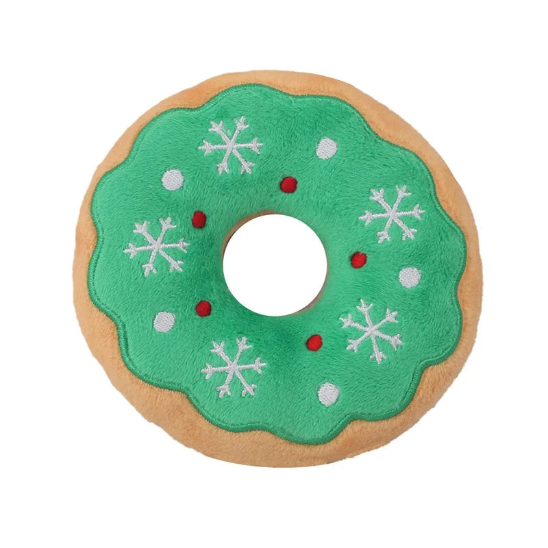 Christmas Plush Dog Toy Series - Santa, Elk, Gingerbread & Donut