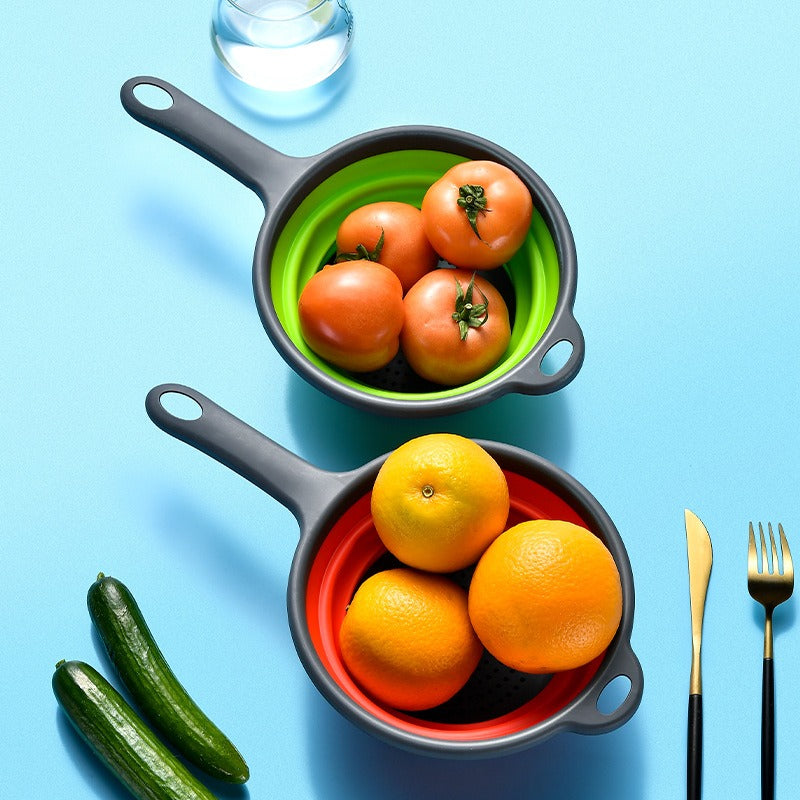Retractable Long Handle Drainage Basket for Fruits & Vegetables