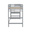 Twin High Loft Bed with Ladder landing Platform, Ladders, Guardrails,Grey - Korvel