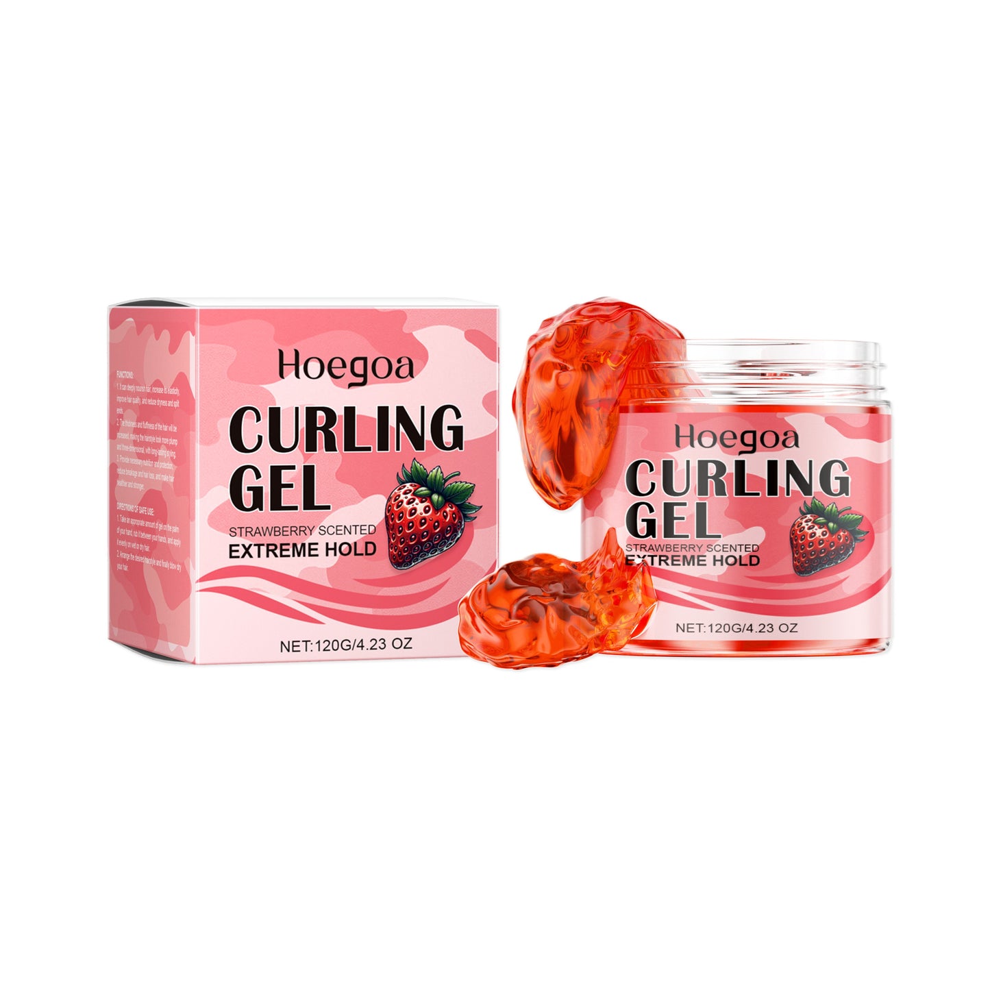 Strawberry Curl Styling Gel Leave-In Hair Volumizing Long-Lasting Shape Nourishing Repair Styling Cream - Korvel