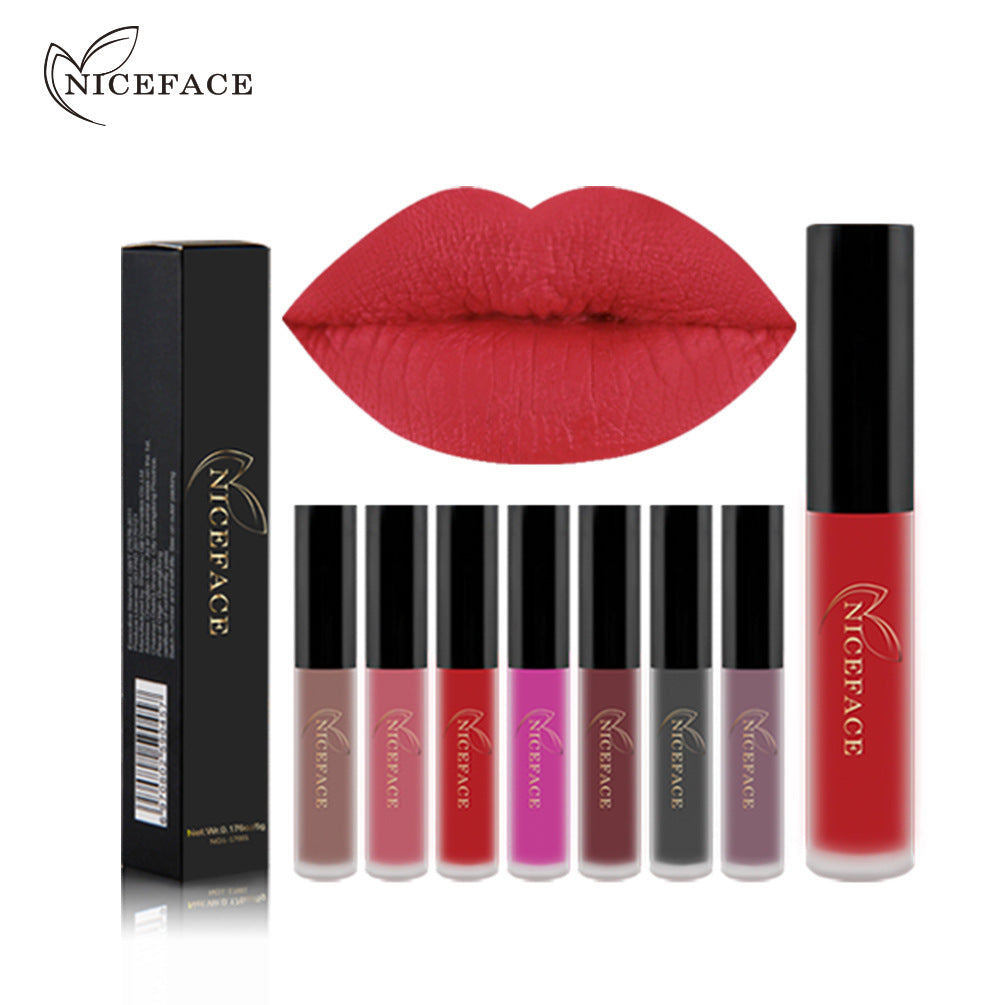 NICEFACE Matte Lip Glaze Does Not Fade And Does Not Stick To Cup Lip Gloss Non-Moisturizing Lipstick Orange - Korvel