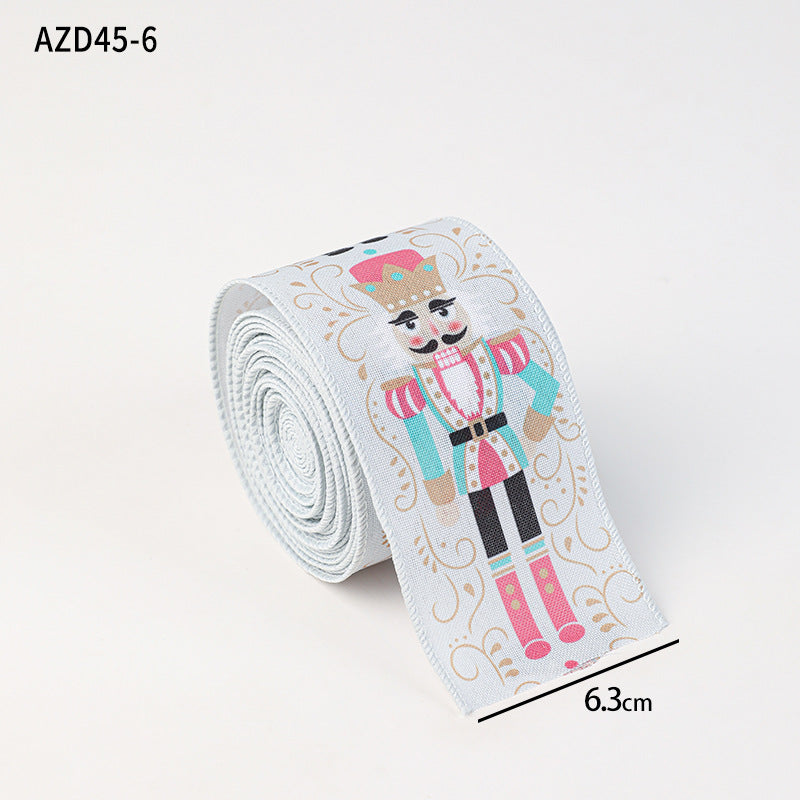 Christmas decoration ribbon, cedar pattern printed ribbon, bow tie, Christmas decoration ribbon, holiday ribbon - Korvel