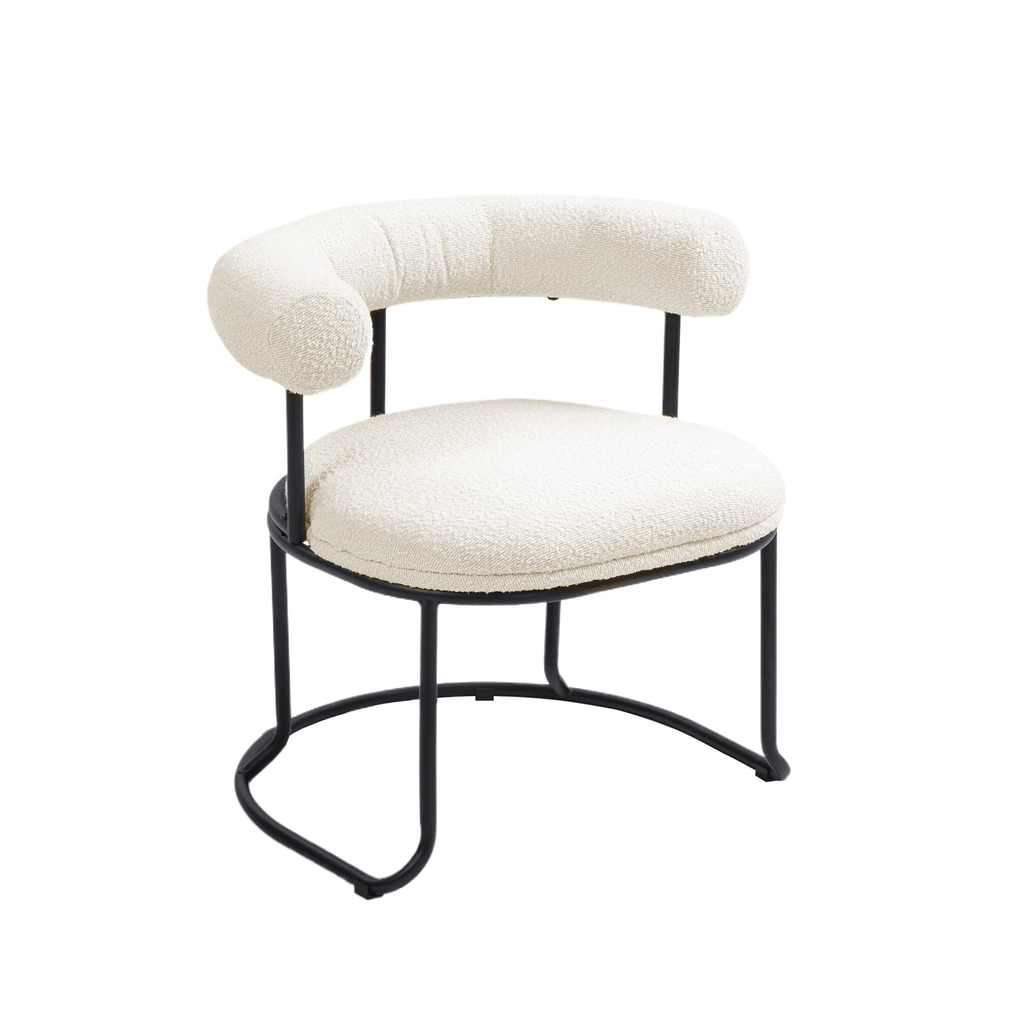 COOLCOOL Boucle dining chair set of two, medieval modern curved backrest chair, round cushion (beige Boucle) - Korvel