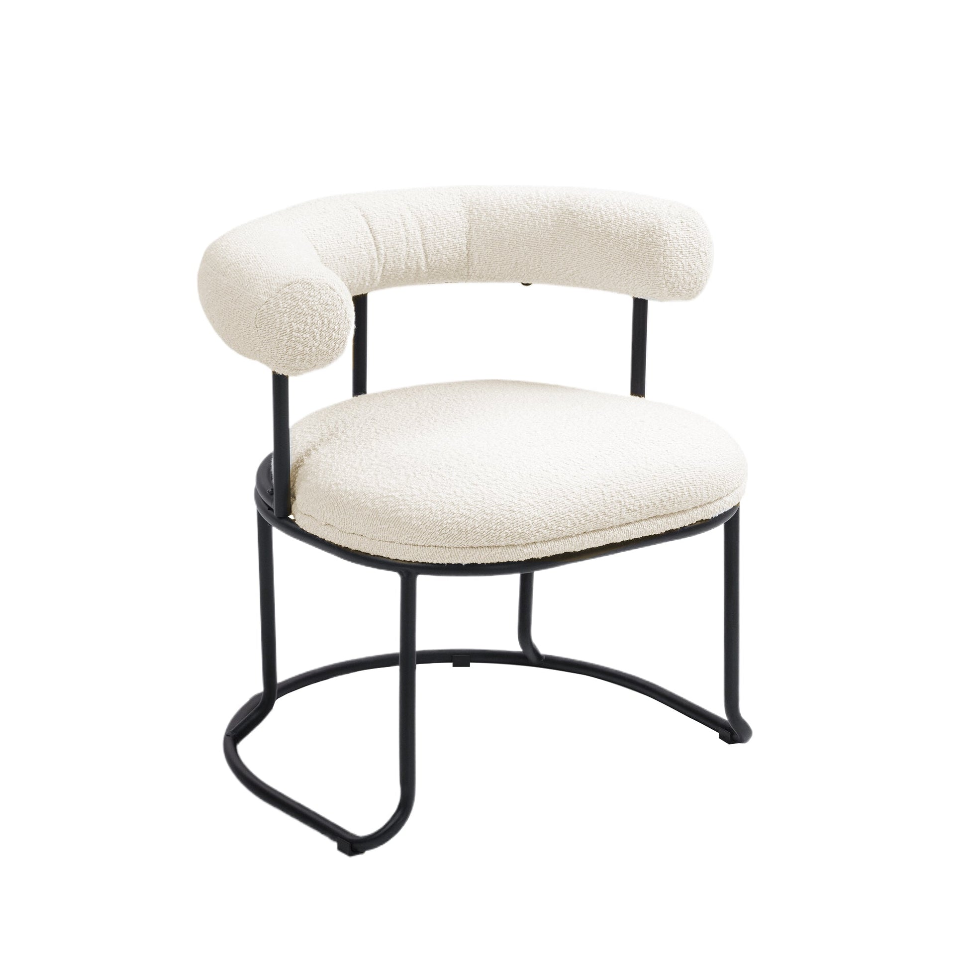 COOLCOOL Boucle dining chair set of two, medieval modern curved backrest chair, round cushion (beige Boucle) - Korvel