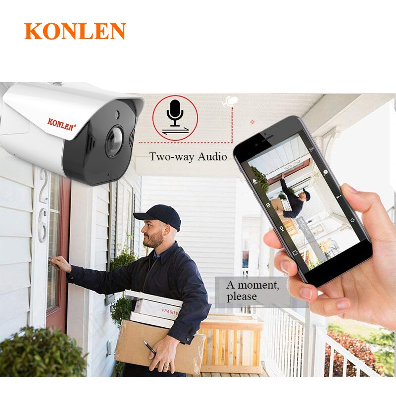 KONLEN Caméra de sécurité extérieure intelligente WiFi 1080P HD