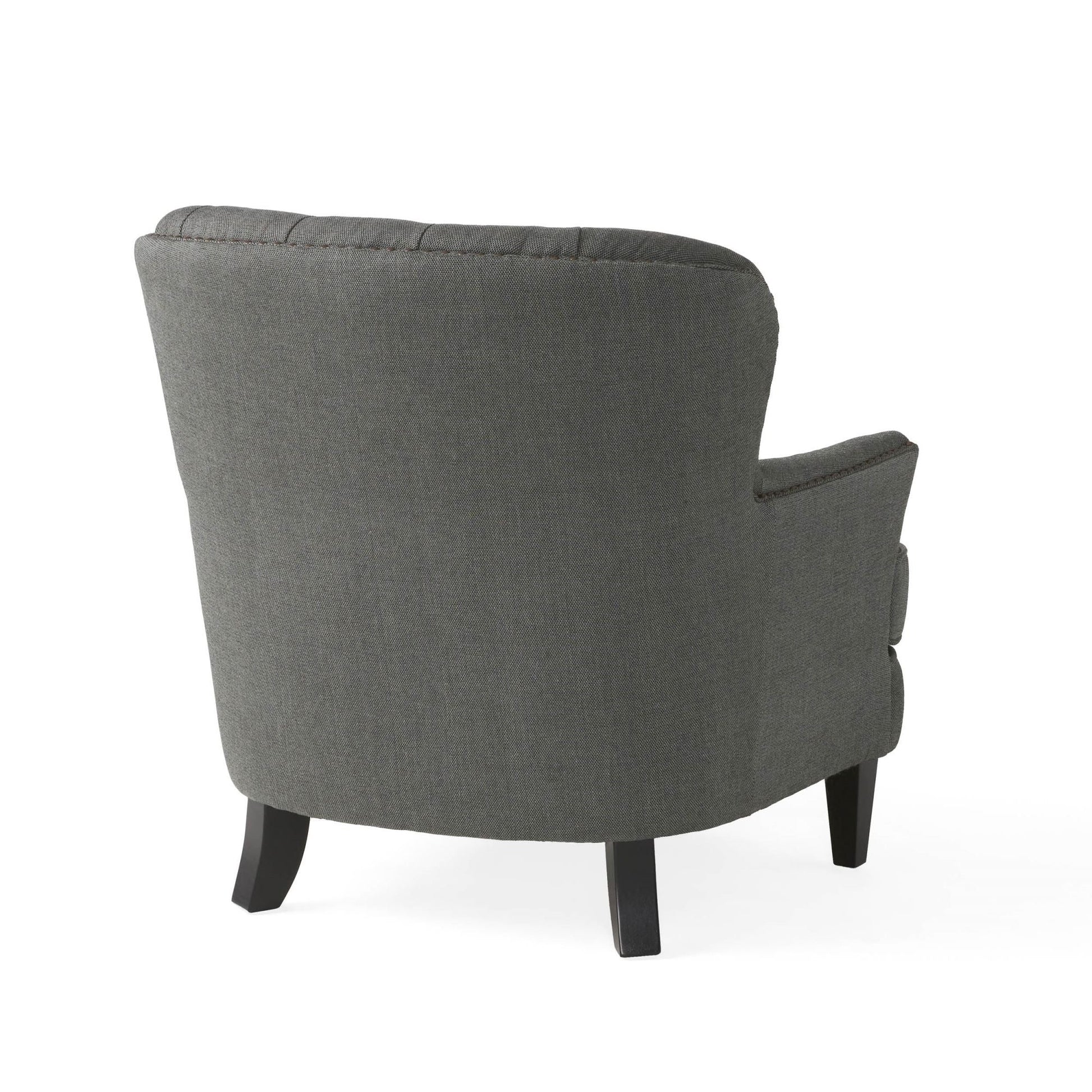 Modern grey fabric club chair and Ottoman set, stylish cushioned armchair, paired with Ottoman style - Korvel