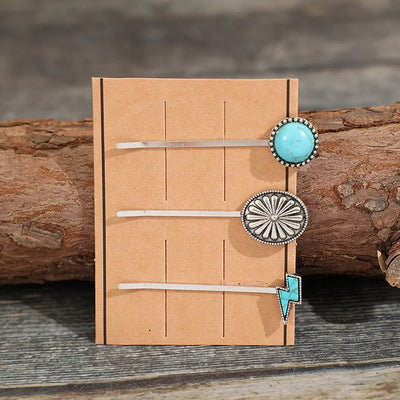 3 PCS/Set Artificial Turquoise Hair Pins - Korvel