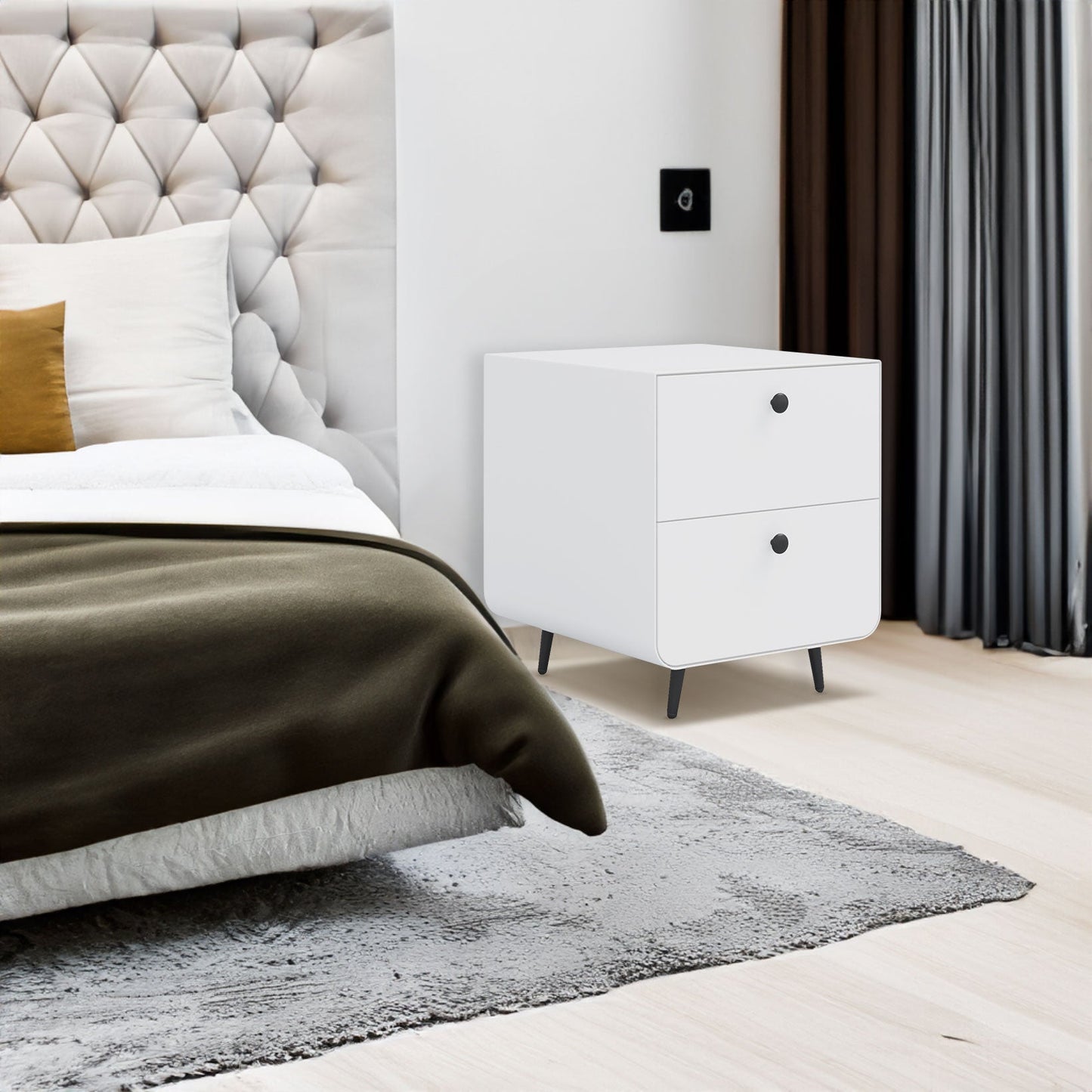 Table de nuit en acier moderne avec rangement pour chambre