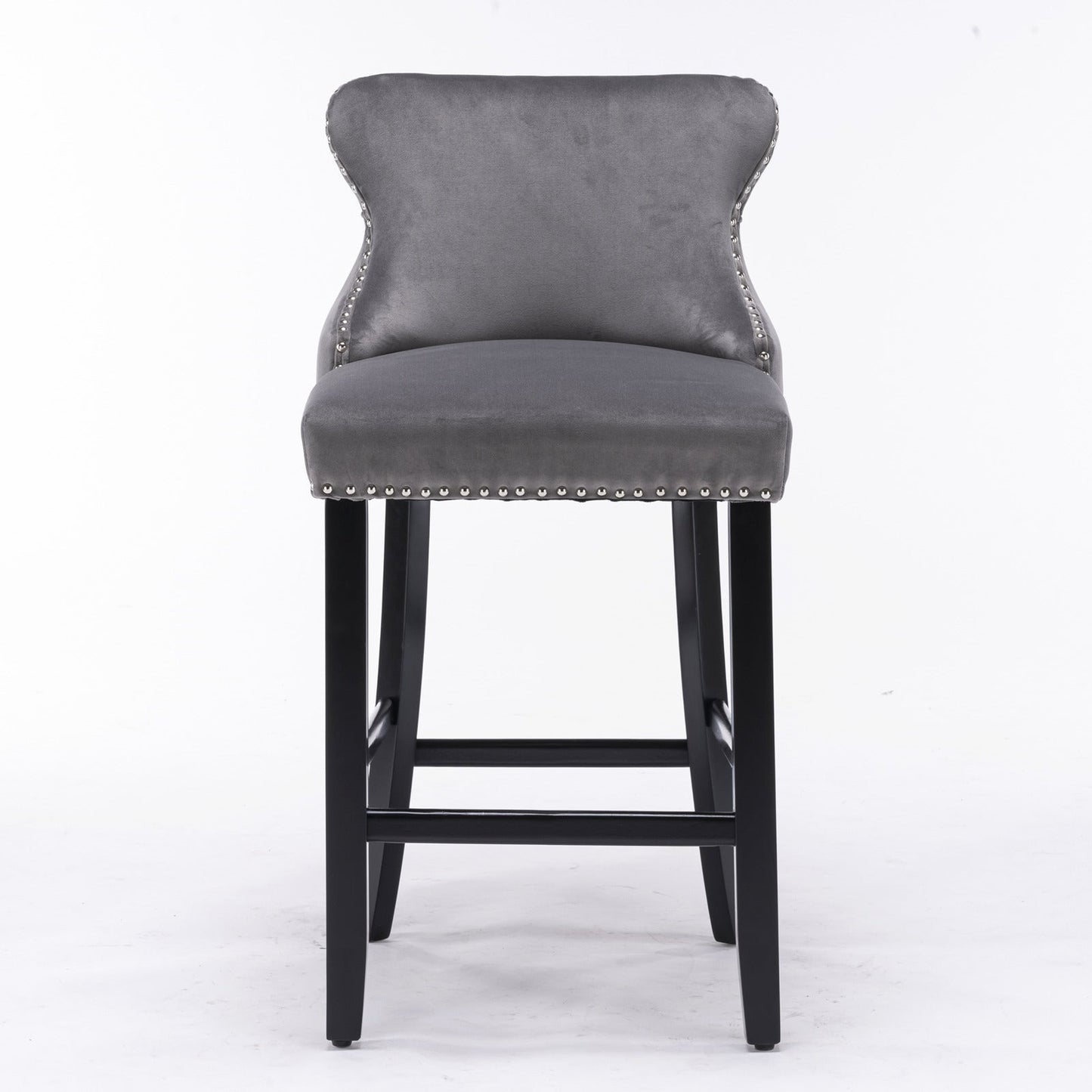 Conjunto de Taburetes de Barrotes de Terciopelo Contemporáneo - Gris