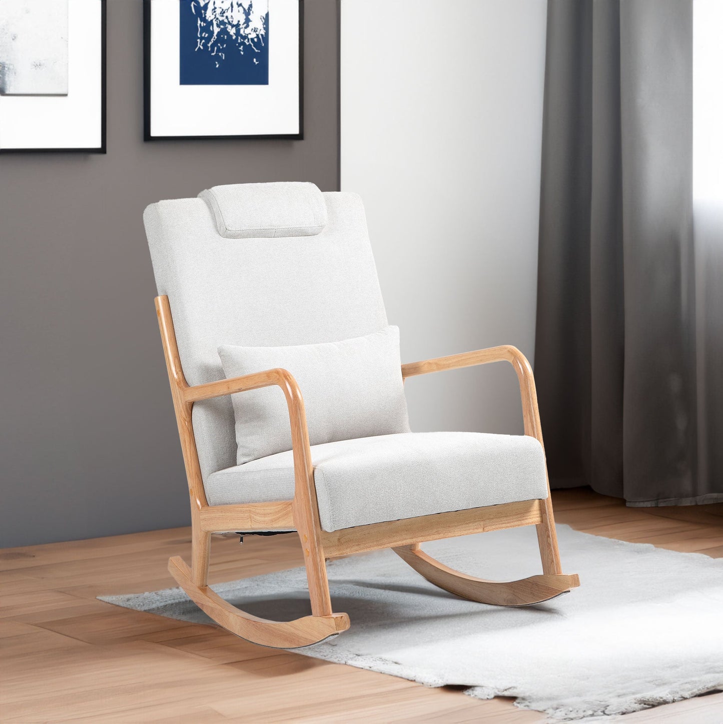 Chaise Berçante Rembourrée Classique avec Coussin Lombaire