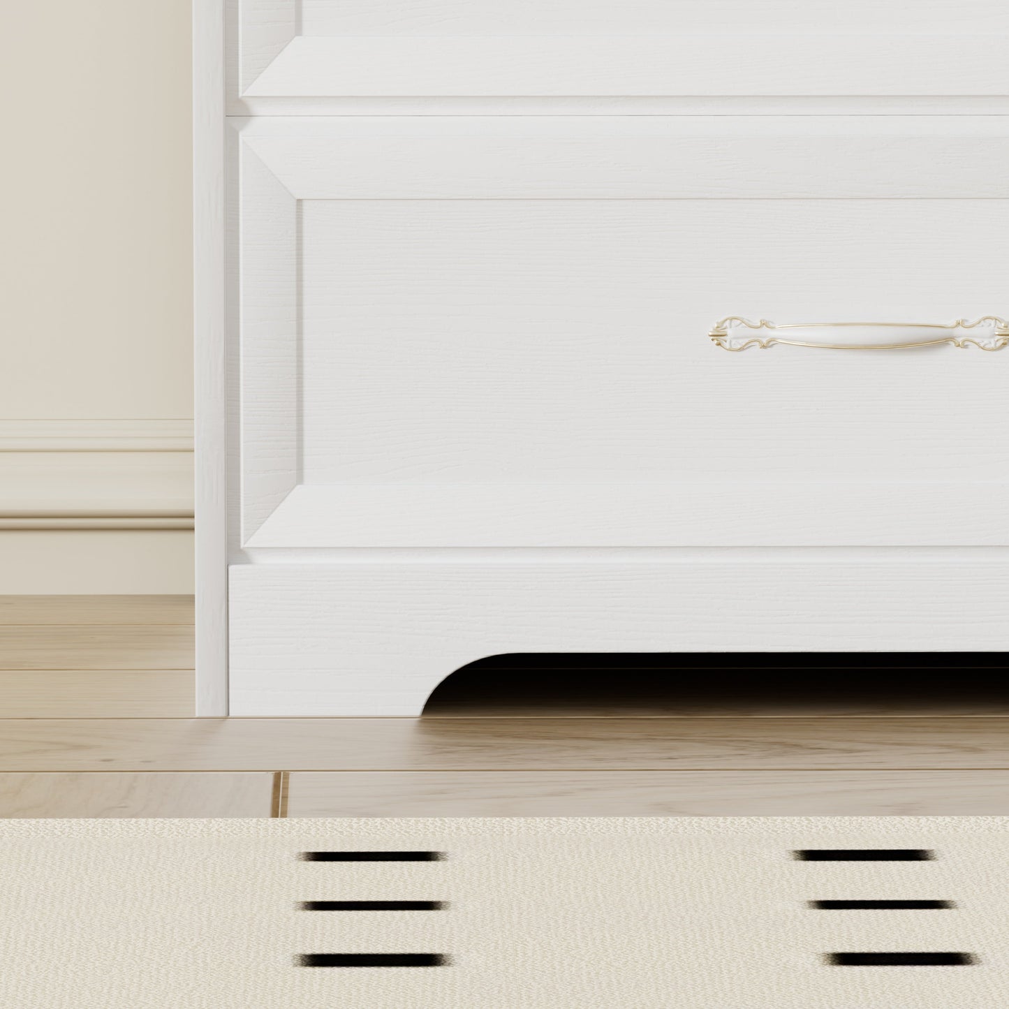Modern 3 Drawer Bedroom Chest of Drawers with 7 Drawers Dresser Clothes Organizer -Metal Pulls White, 47.6″L x 15.7″W x 26.6″H - Korvel