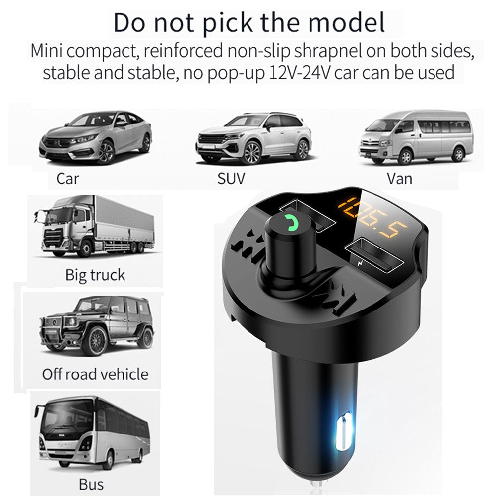 Transmetteur FM Bluetooth 5.0 pour voiture avec ports USB doubles