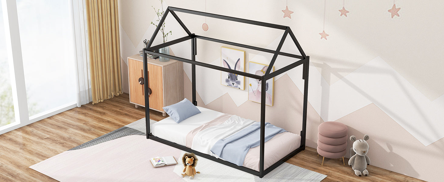 Metal House Shape Platform Bed  twin - Korvel