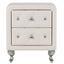 Elegant PU bedside table with 2 drawers and crystal handles, storage with metal legs - white - Korvel