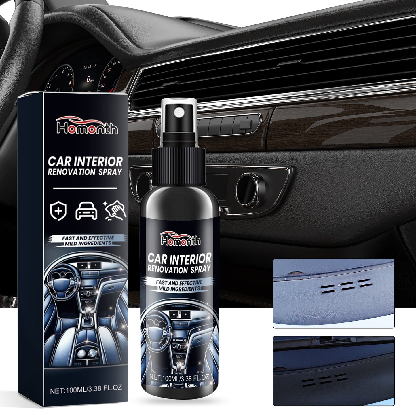 Car Interior Renovation Spray, Seat Interior Instrument Panel Cleaning Decontamination Maintenance Refurbishing Care Agent - Korvel