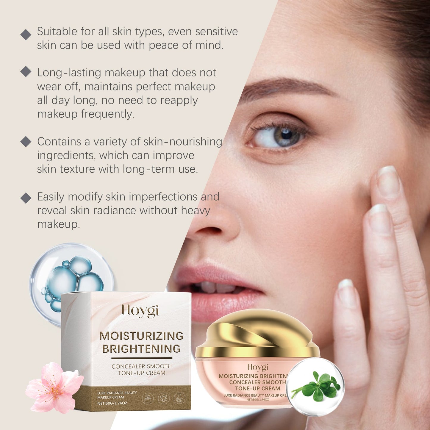 Moisturizing Concealer Cream To Cover Blemishes Lazy Refresh Moisturizing Hydrating Nude Brightening Foundation - Korvel