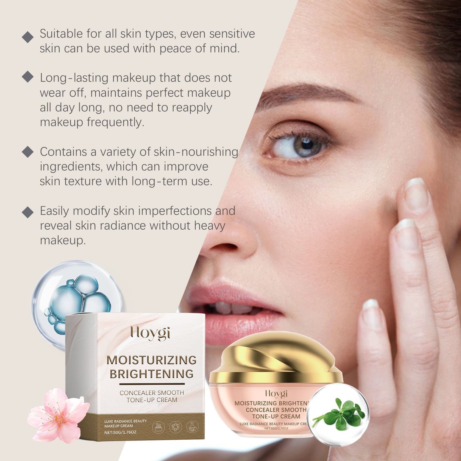 Moisturizing Concealer Cream To Cover Blemishes Lazy Refresh Moisturizing Hydrating Nude Brightening Foundation - Korvel
