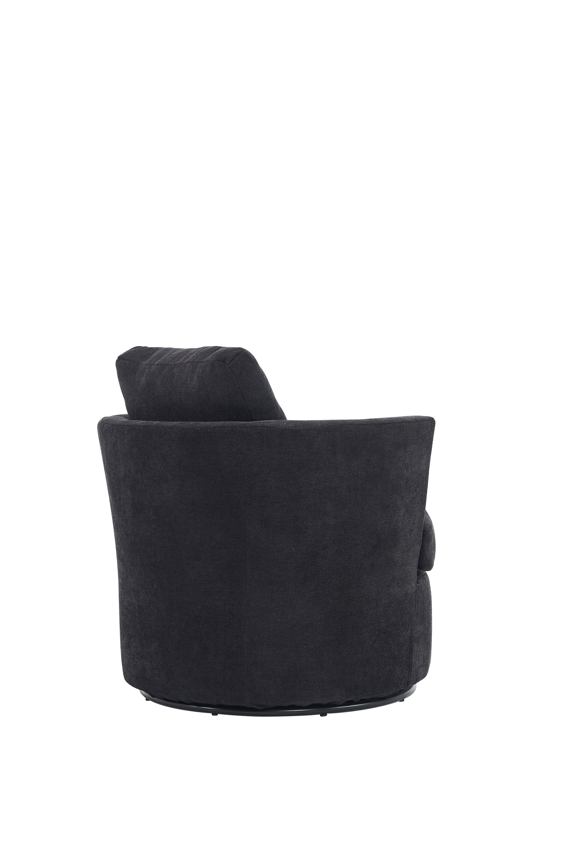 Rotating bucket chair living room comfortable circular sofa chair 360 degree rotating bucket chair armchair (black) - Korvel