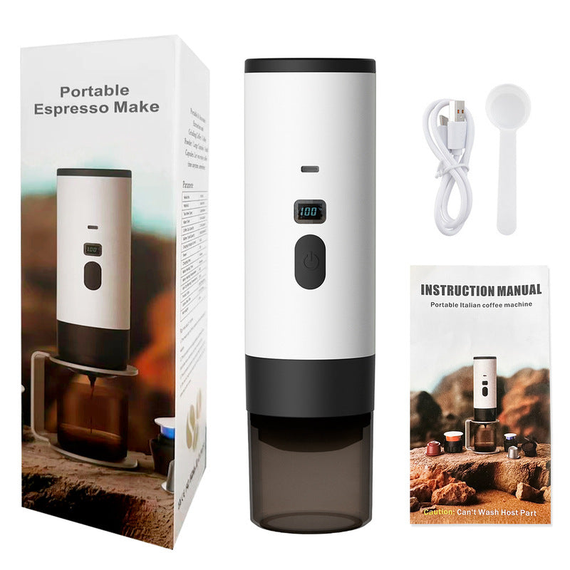 Portable Wireless 3-in-1 Espresso Maker, 7800mAh, Car/Home/Camping, Ground/Capsule Coffee. - Korvel