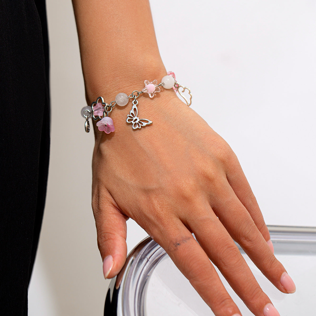 Small Fresh Butterfly Combined with Gold Bracelet Set, Rural Style Multi Element Pearl Bracelet - Korvel