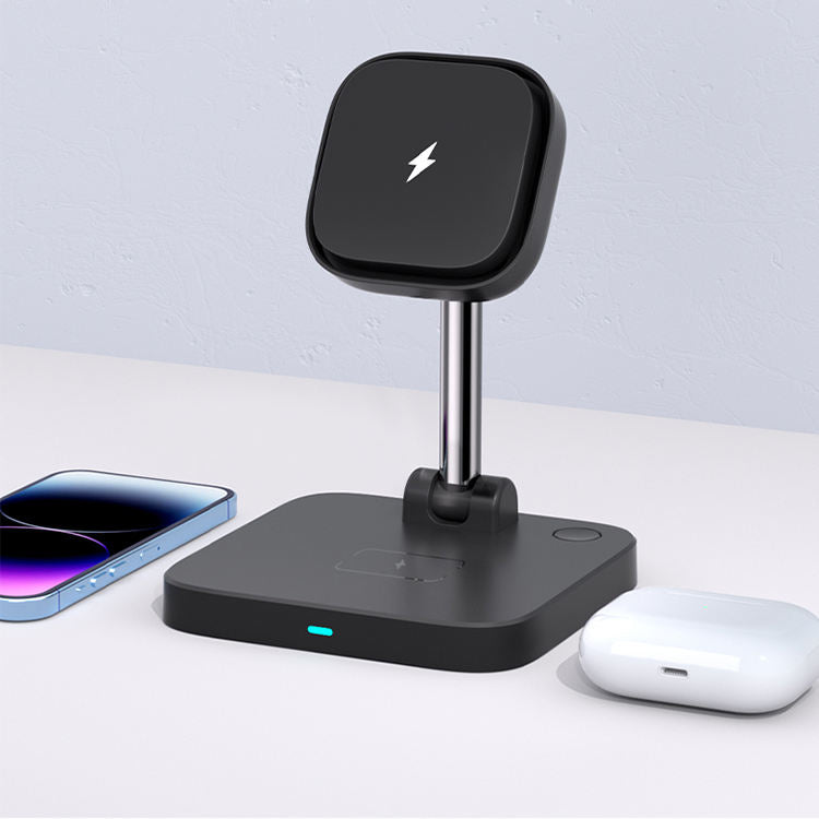 3-in-1 magnetic wireless charger holder with cooling fan suitable for wireless charging of iPhone earphones and watches - Korvel